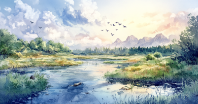 Open riparian duck pond