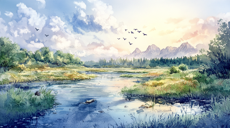 Open riparian duck pond