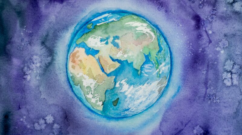 A beautiful watercolor of the Earth from space.